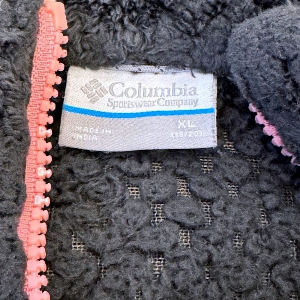 Columbia Fleece Jacket Girls XL 18/20 Gray Pink Fire Side Sherpa Full Zip - Picture 2 of 11